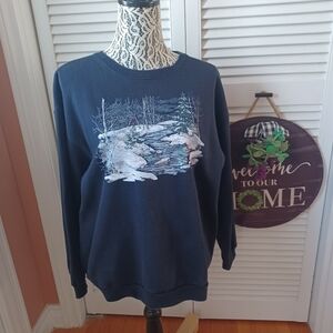 Northern Reflections Womens Medium Crewneck Sweatshirt Winter Scene Red Cardinal